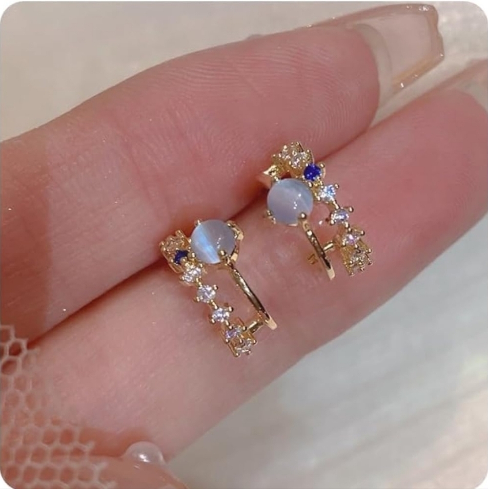 Elegant Gold and Blue Stone Earrings
